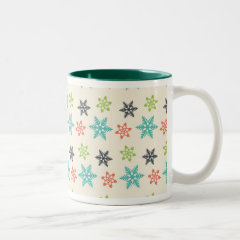 Cool Retro Christmas Holiday Pastel Snowflakes Mug