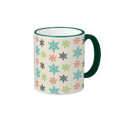 Cool Retro Christmas Holiday Pastel Snowflakes Mug