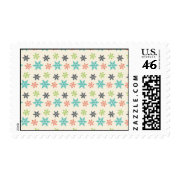 Cool Retro Christmas Holiday Pastel Snowflakes Stamps