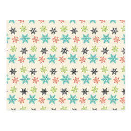 Cool Retro Christmas Holiday Pastel Snowflakes Postcard