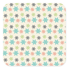 Cool Retro Christmas Holiday Pastel Snowflakes Square Sticker