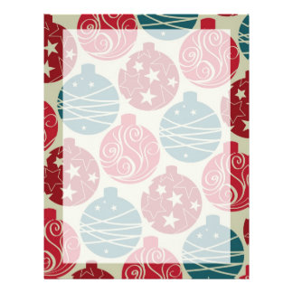 Cool Retro Christmas Ornaments Red Blue Gifts Letterhead Template