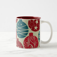 Cool Retro Christmas Ornaments Red Blue Gifts Mugs