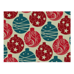 Cool Retro Christmas Ornaments Red Blue Gifts Postcard