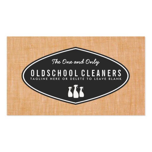 Cool Retro Cleaning Business Linen Look Business Card (front side)