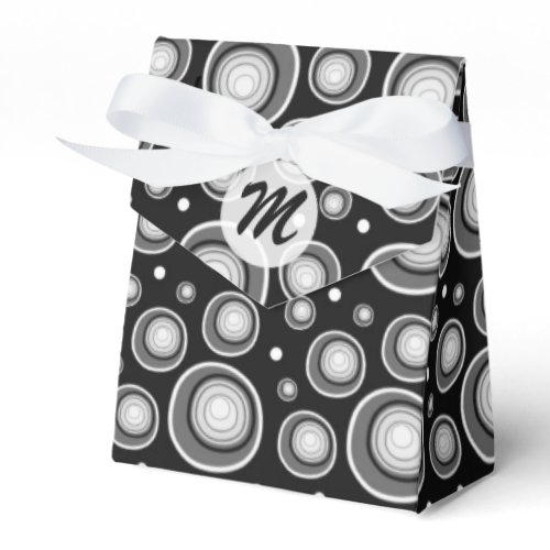 Cool Retro Dots Pattern:Black Party Favor Boxes