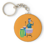 Cool Retro Drummer Keychain
