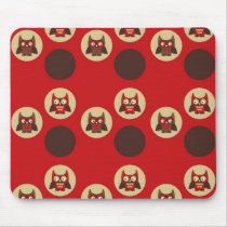 Cool retro owl & circles pattern mouse pads