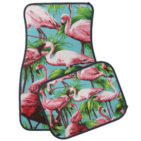 Cool Retro Pink Flamingos Floor Mat