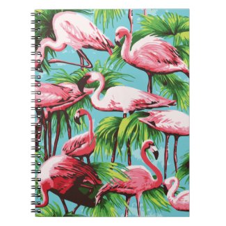Cool Retro Pink Flamingos Notebook