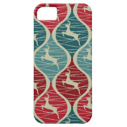 Cool Retro Red and Blue Christmas Reindeer Xmas iPhone 5 Cover