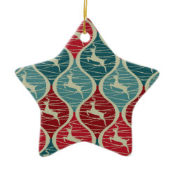 Cool Retro Red and Blue Christmas Reindeer Xmas Christmas Tree Ornaments