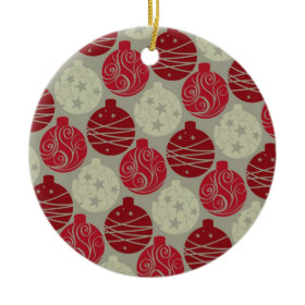 Cool Retro Red Gray Christmas Ornaments Pattern