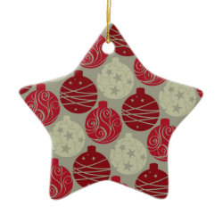 Cool Retro Red Gray Christmas Ornaments Pattern