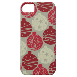 Cool Retro Red Gray Christmas Ornaments Pattern iPhone 5 Cases