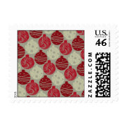 Cool Retro Red Gray Christmas Ornaments Pattern Stamps