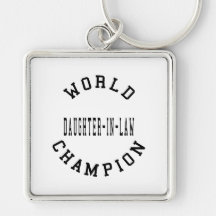 Cool Retro World Champion Daughter in Law Keychain