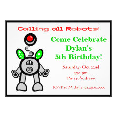 Cool Robot Birthday Party Invitations