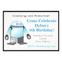 Cool Robot Birthday Party Invitations