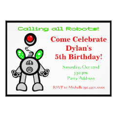 Cool Robot Birthday Party Invitations