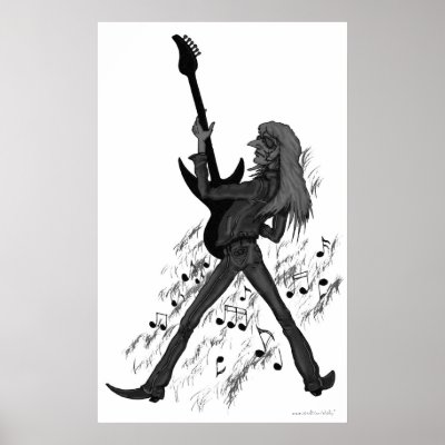 Cool rock guitarist art poster