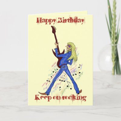 Cool rock guitarist Happy Birthday card design from Zaz