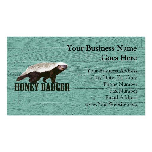 Cool Rustic Honey Badger Business Card Template (front side)