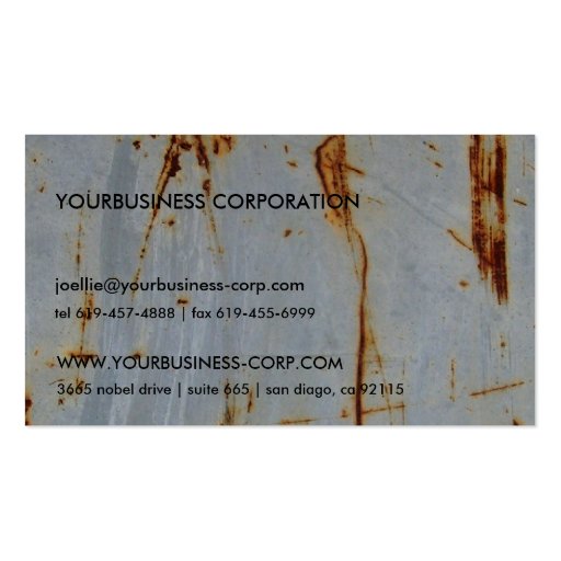 Cool Rusty Grunge Generic Business Card Template (back side)