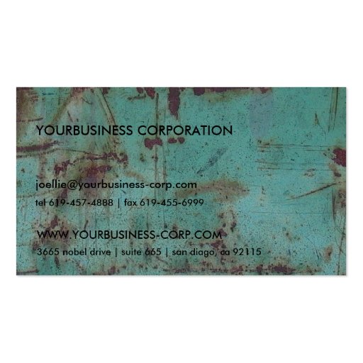 Cool Rusty Grunge Generic Business Card Template Business Card Templates (back side)