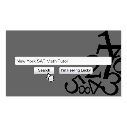 Cool Search Bar Math Tutoring Dark Business Card (front side)