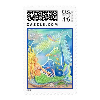 Cool SeaSessions Postage Stamp by BarbaraBayerArt