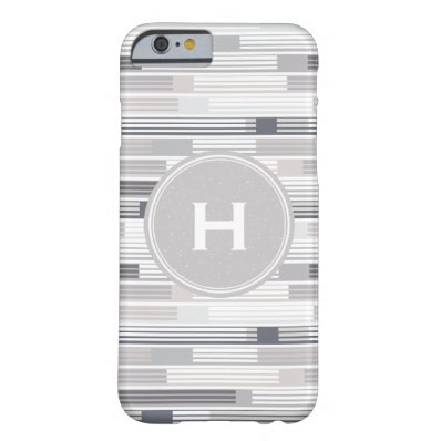 Cool shades of grey stripes Custom Monogram Barely There iPhone 6 Case