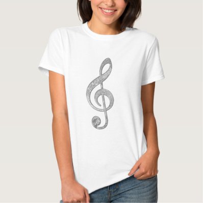 Cool silver glitter shining effects treble clef shirt