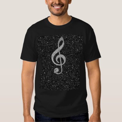 Cool silver glitter shining effects treble clef tee shirt