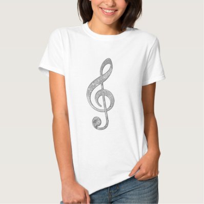 Cool silver glitter shining effects treble clef tees