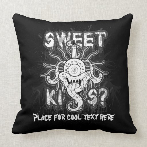 Cool Simple Classic Black White Sweet Kiss tattoo Pillow