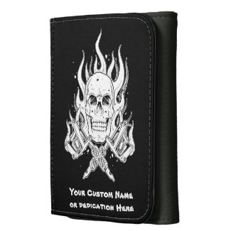 Cool simple elegant black white skull tattoo art leather wallet