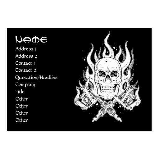 Cool simple elegant black white tribal skull tatto business card templates (front side)