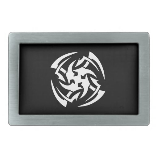 Cool Simple Elegant Classic Black White Tribal Rectangular Belt Buckles