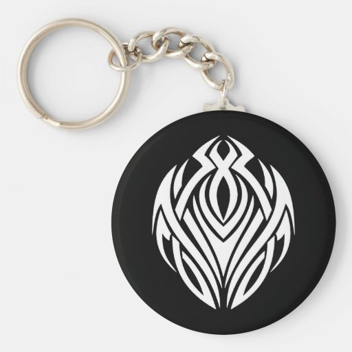 Cool Simple Elegant Classic Black White Tribal Key Chain