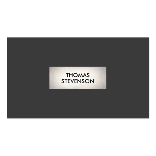 Cool Simple Metal Modern Black Professional Business Card (front side)