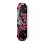 Cool skateboard with dark grunge graffiti graphics