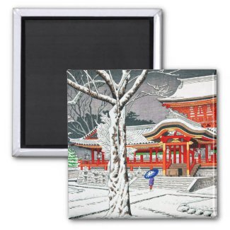Cool snow in iwashimizu hachiman shrine kyoto refrigerator magnets