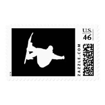 Cool snowboarding postage stamp
