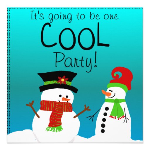 Cool Snowmen Birthday Party Invitation
