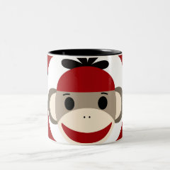 Cool Sock Monkey Beanie Hat Red Black Stripes Mug