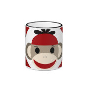 Cool Sock Monkey Beanie Hat Red Black Stripes Mug