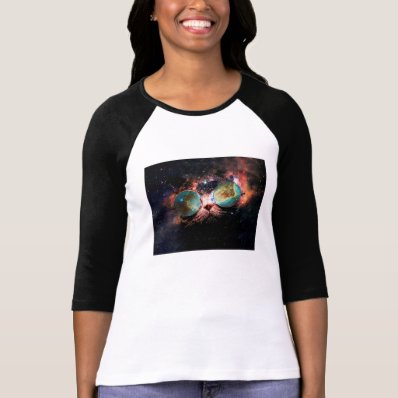 Cool Space Cat with Telescope Glasses in space Tee Shirts