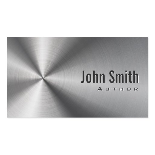 Cool Stainless Steel Author Business Card (front side)