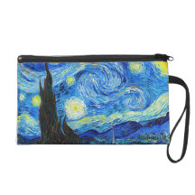 Cool Starry Night Vincent Van Gogh painting Wristlet Purse